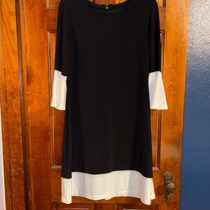 Tommy Hilfiger Elegant Black Dress with White Accents